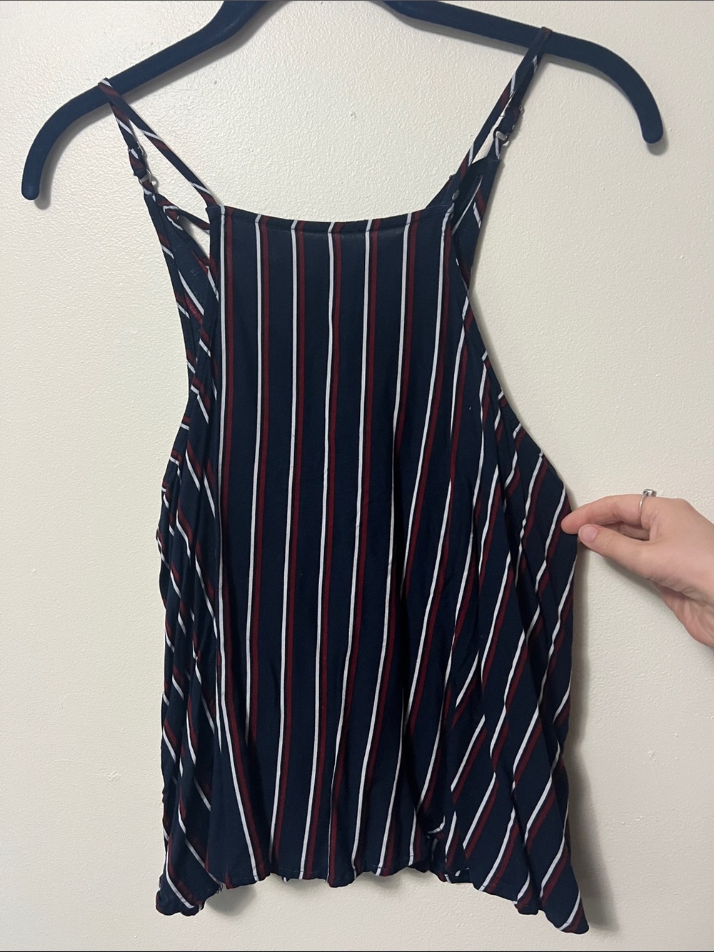 Hollister Navy Halter Top with Red & White Stripes